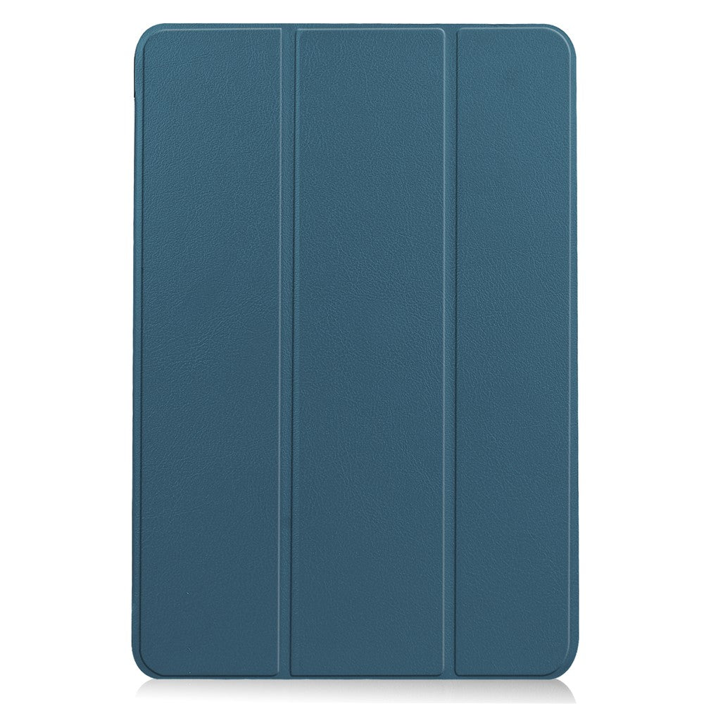 Litch Skin PU Leather Tri-fold Stand Shell for Lenovo Chromebook Duet Tablet Case - Blackish Green