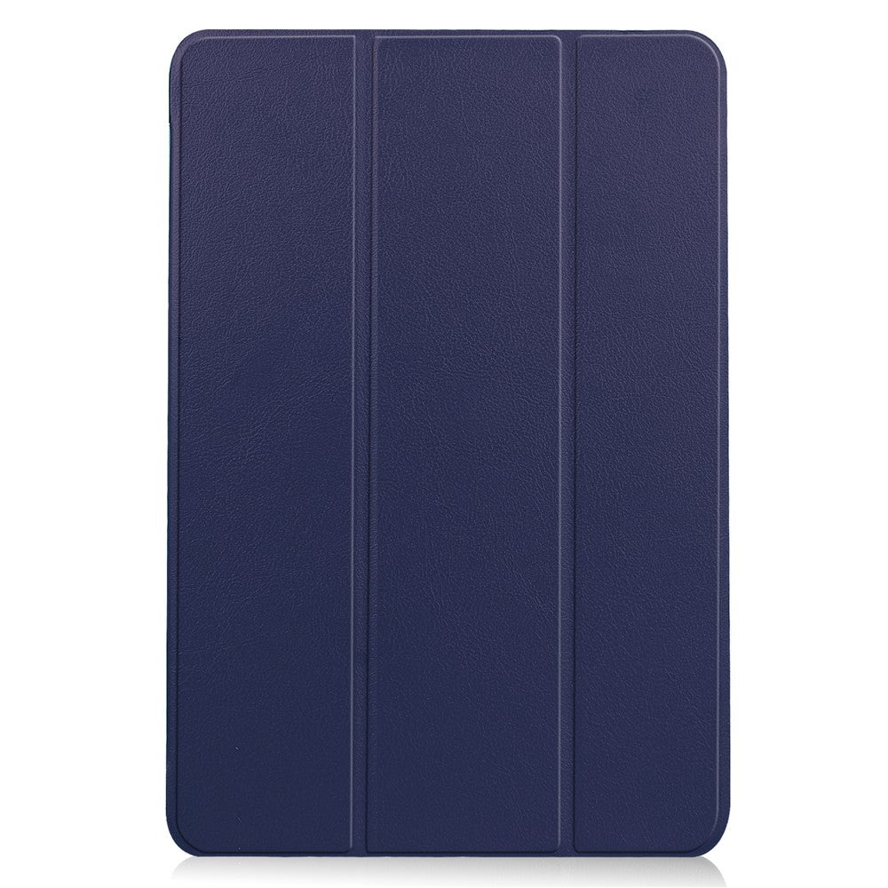 Litch Skin PU Leather Tri-fold Stand Shell for Lenovo Chromebook Duet Tablet Case - Dark Blue