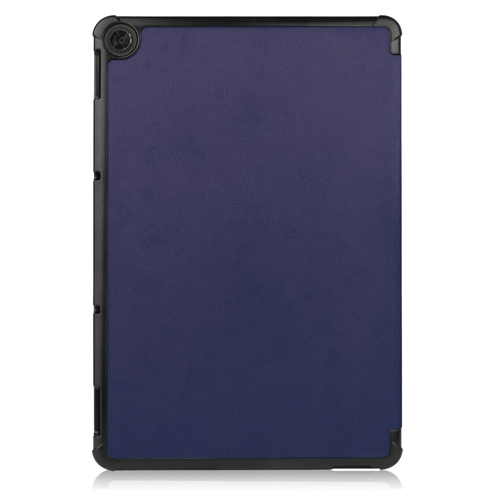 Litch Skin PU Leather Tri-fold Stand Shell for Lenovo Chromebook Duet Tablet Case - Dark Blue