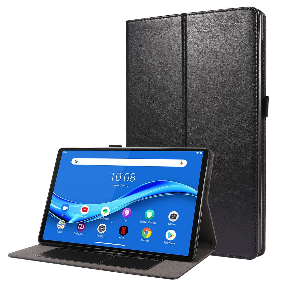 Crazy Horse Texture Leather Two-Fold Design Cover Case for Lenovo Tab M10 Plus - Black