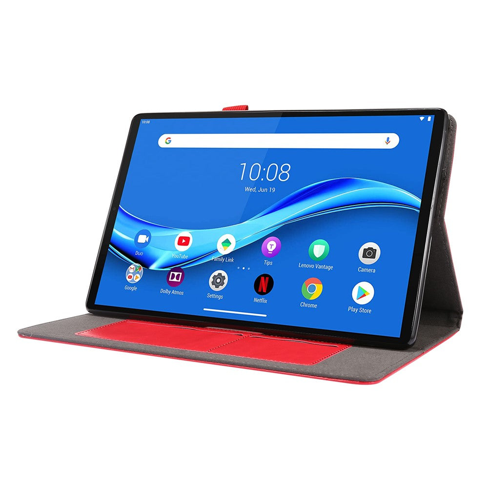 Crazy Horse Texture Leather Two-Fold Design Cover Case for Lenovo Tab M10 Plus - Red