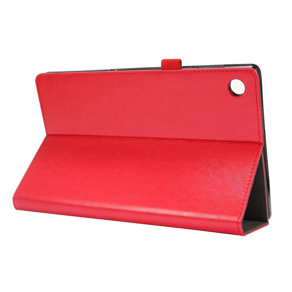 Crazy Horse Texture Leather Two-Fold Design Cover Case for Lenovo Tab M10 Plus - Red
