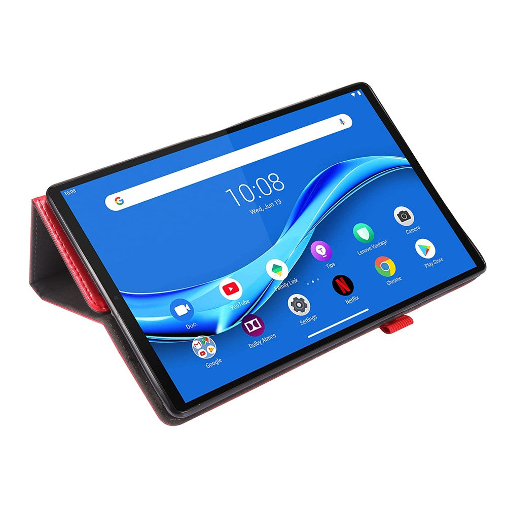 Crazy Horse Texture Leather Two-Fold Design Cover Case for Lenovo Tab M10 Plus - Red