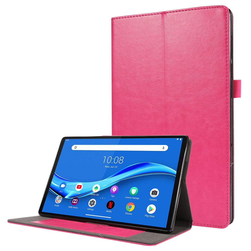 Crazy Horse Texture Leather Two-Fold Design Cover Case for Lenovo Tab M10 Plus - Pink