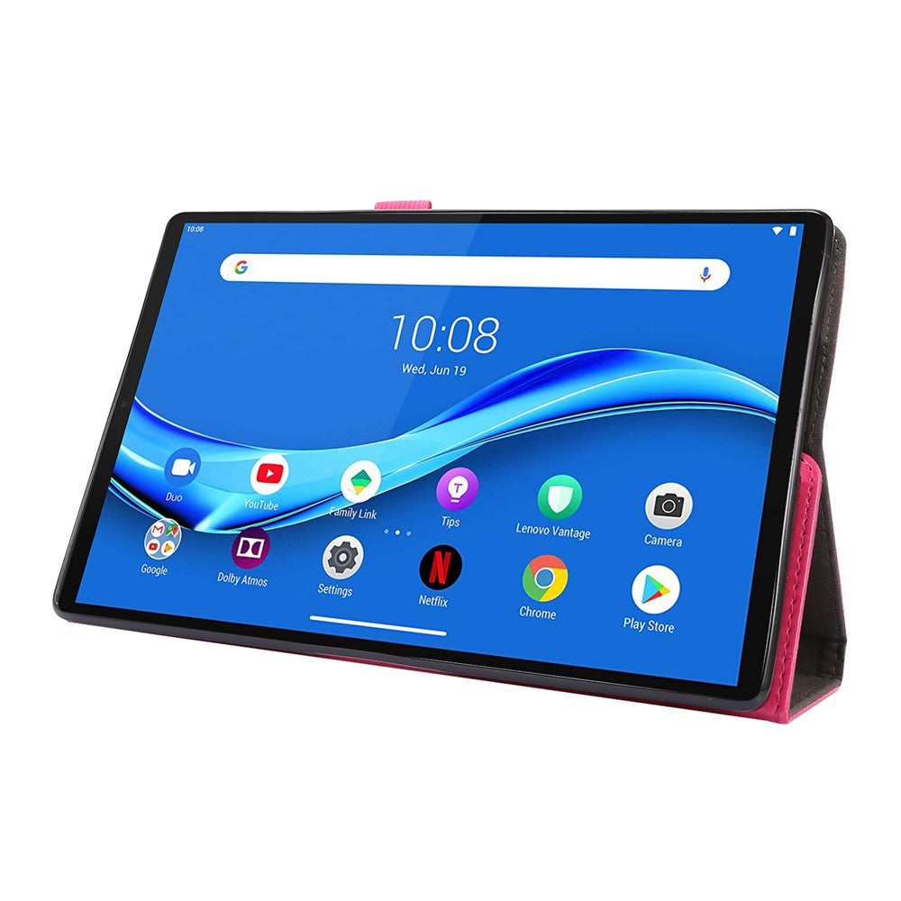 Crazy Horse Texture Leather Two-Fold Design Cover Case for Lenovo Tab M10 Plus - Pink