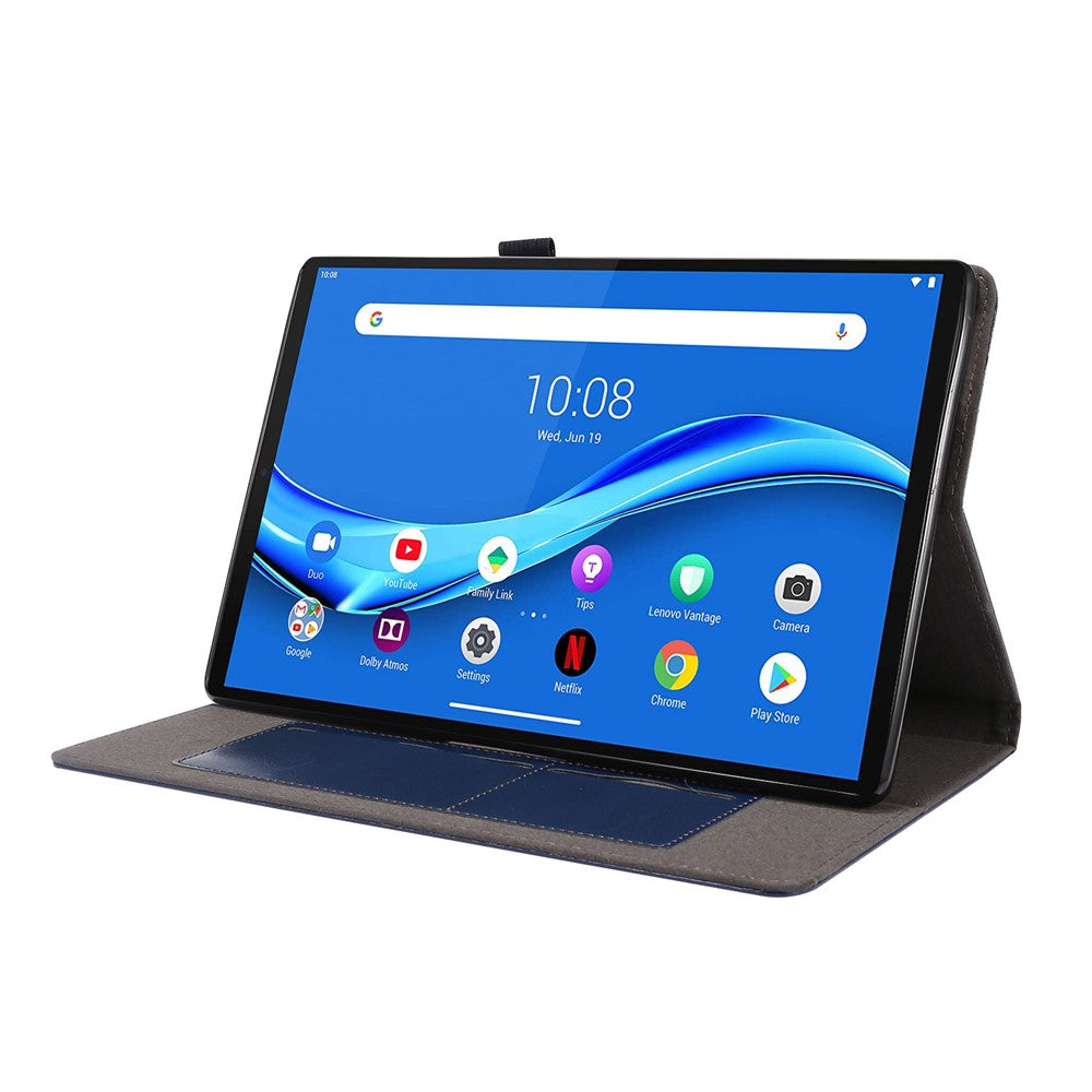 Crazy Horse Texture Leather Two-Fold Design Cover Case for Lenovo Tab M10 Plus - Blue