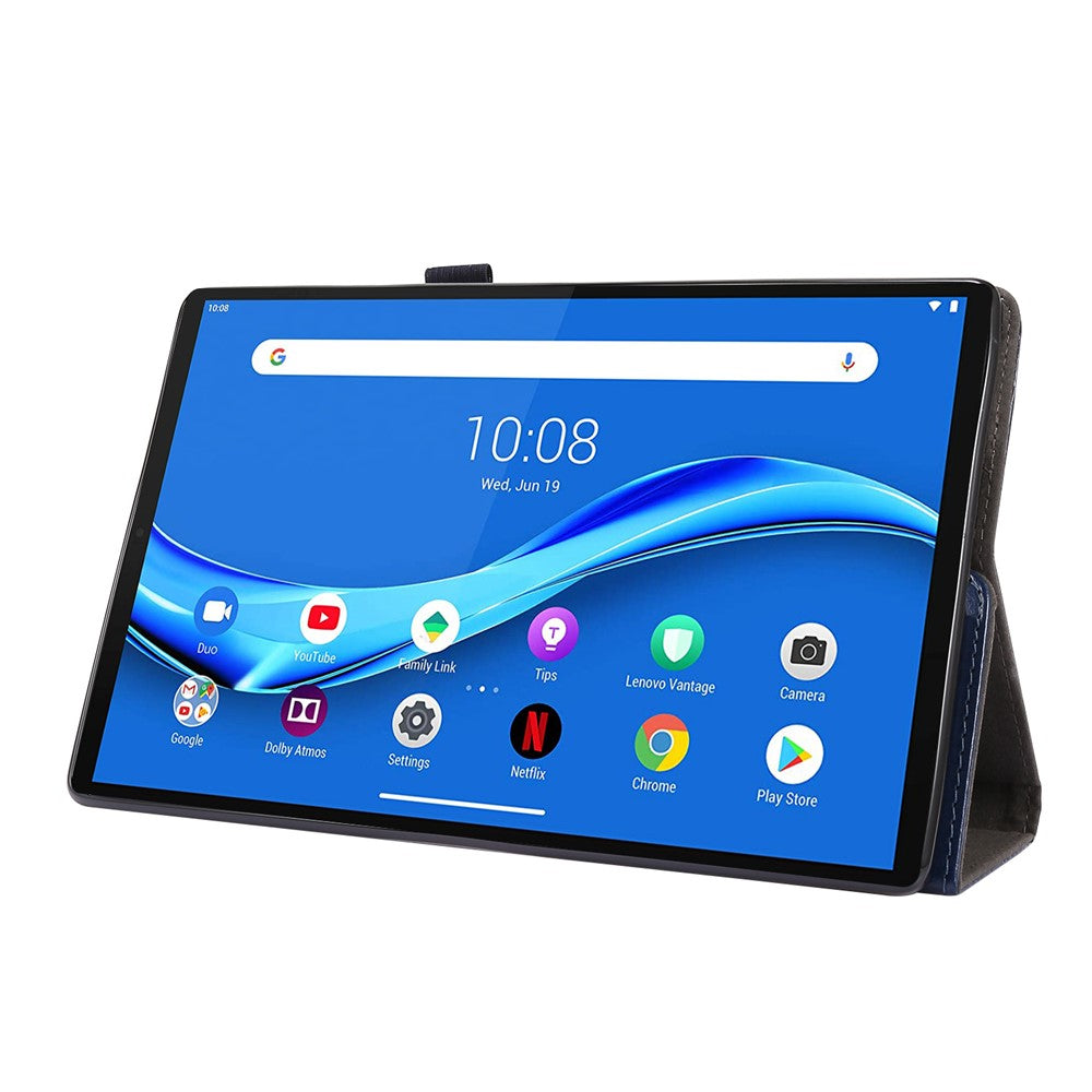 Crazy Horse Texture Leather Two-Fold Design Cover Case for Lenovo Tab M10 Plus - Blue