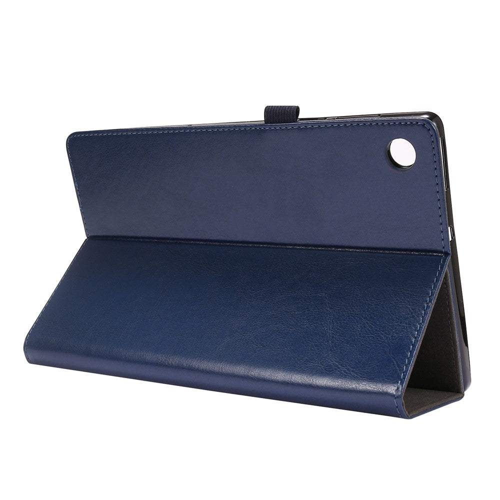 Crazy Horse Texture Leather Two-Fold Design Cover Case for Lenovo Tab M10 Plus - Blue