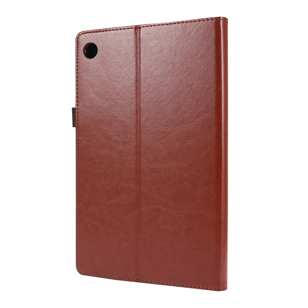 Crazy Horse Texture Leather Two-Fold Design Cover Case for Lenovo Tab M10 Plus - Brown
