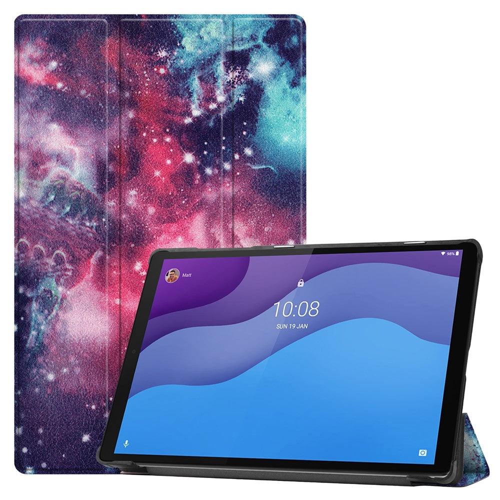 Dustproof Pattern Printing PU Leather Tri-fold Stand Tablet Case for Lenovo Tab M10 HD Gen 2 TB-X306F / TB-X306X - Starry Sky