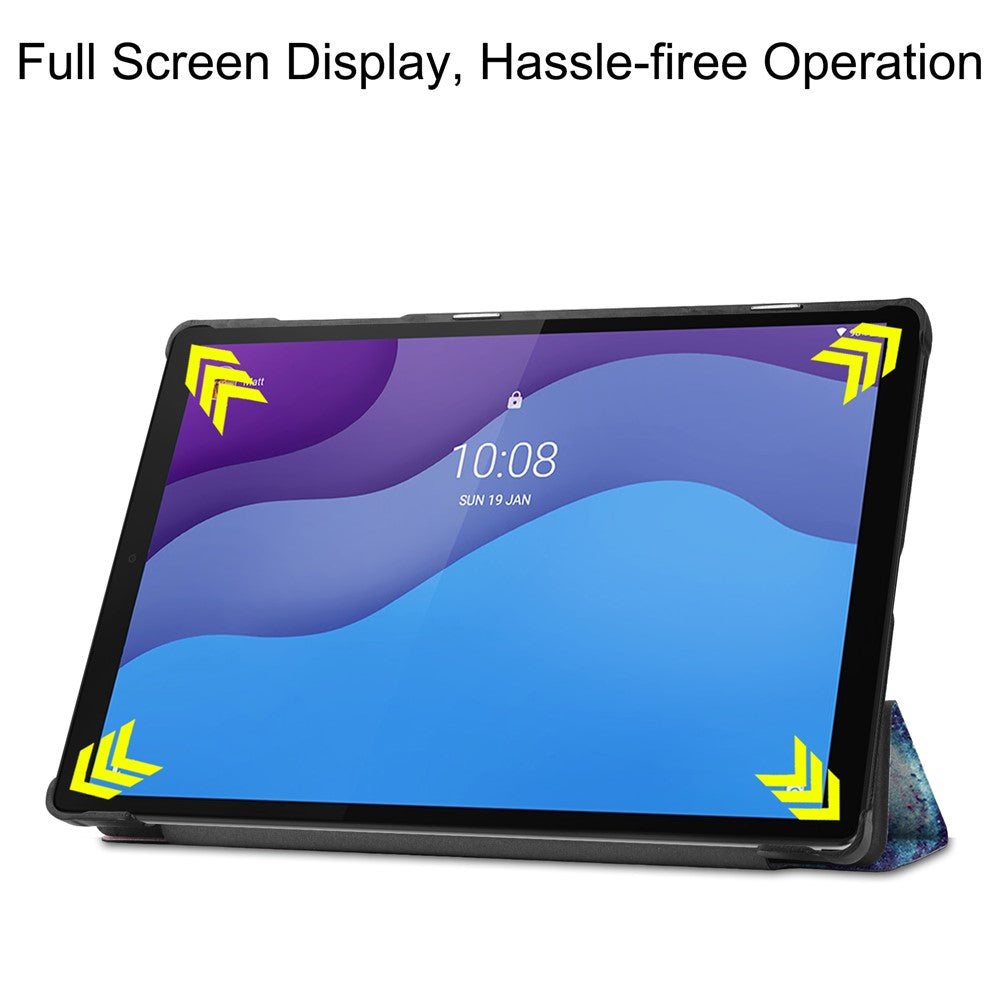Dustproof Pattern Printing PU Leather Tri-fold Stand Tablet Case for Lenovo Tab M10 HD Gen 2 TB-X306F / TB-X306X - Starry Sky