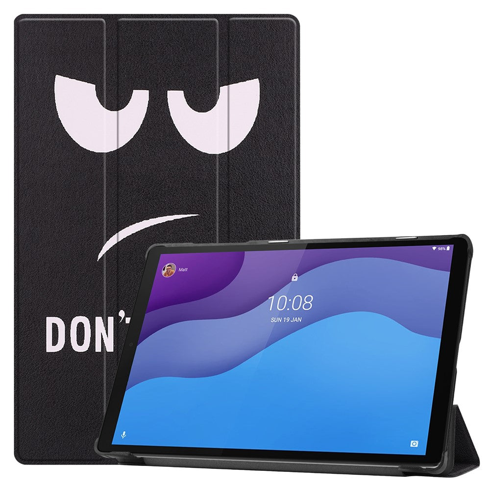 Dustproof Pattern Printing PU Leather Tri-fold Stand Tablet Case for Lenovo Tab M10 HD Gen 2 TB-X306F / TB-X306X - Angry Face