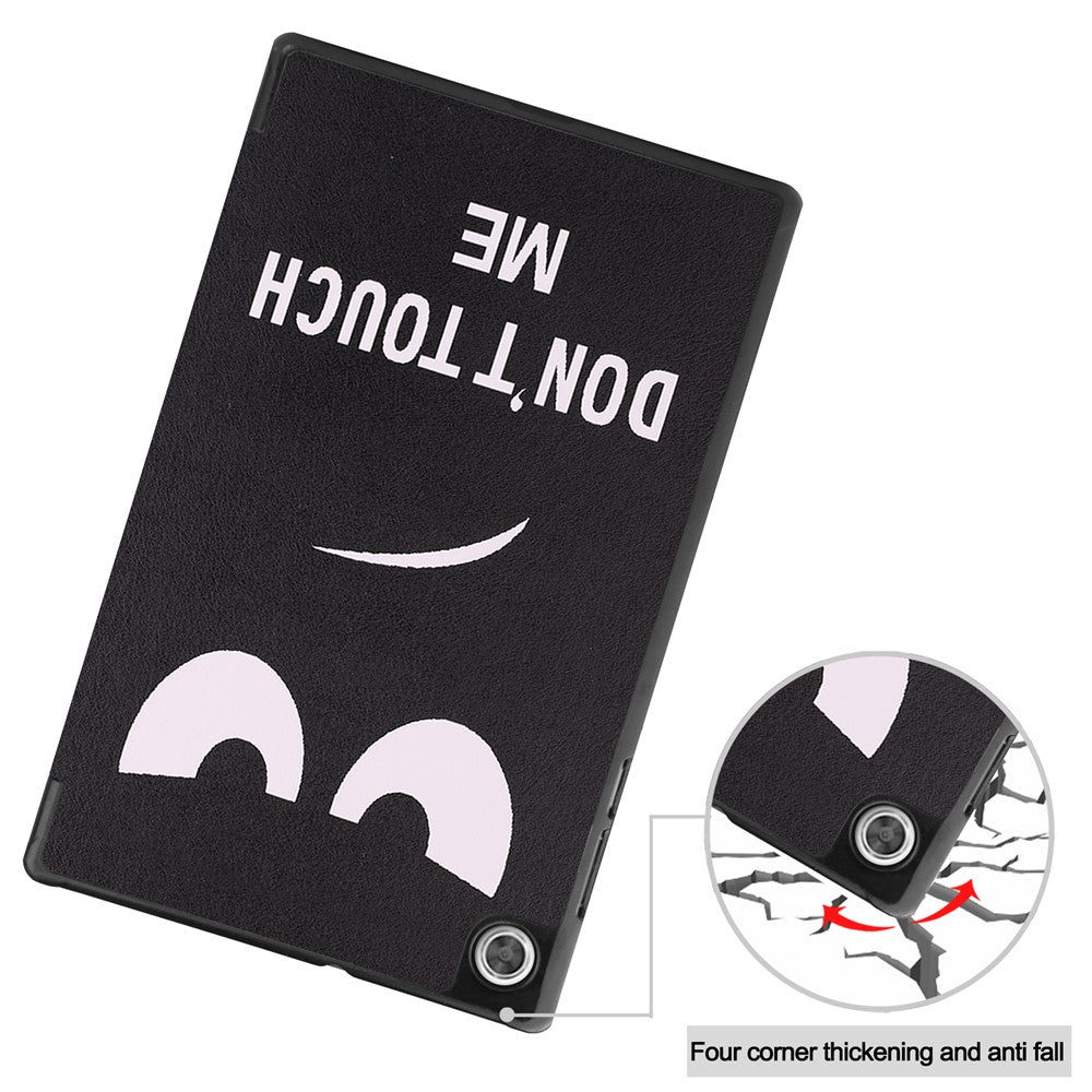Dustproof Pattern Printing PU Leather Tri-fold Stand Tablet Case for Lenovo Tab M10 HD Gen 2 TB-X306F / TB-X306X - Angry Face