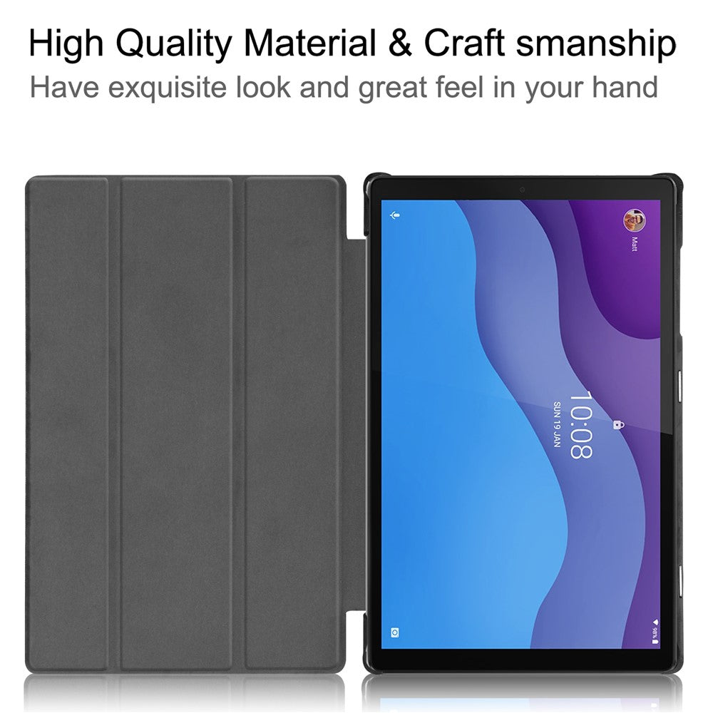 Dustproof Pattern Printing PU Leather Tri-fold Stand Tablet Case for Lenovo Tab M10 HD Gen 2 TB-X306F / TB-X306X - Angry Face