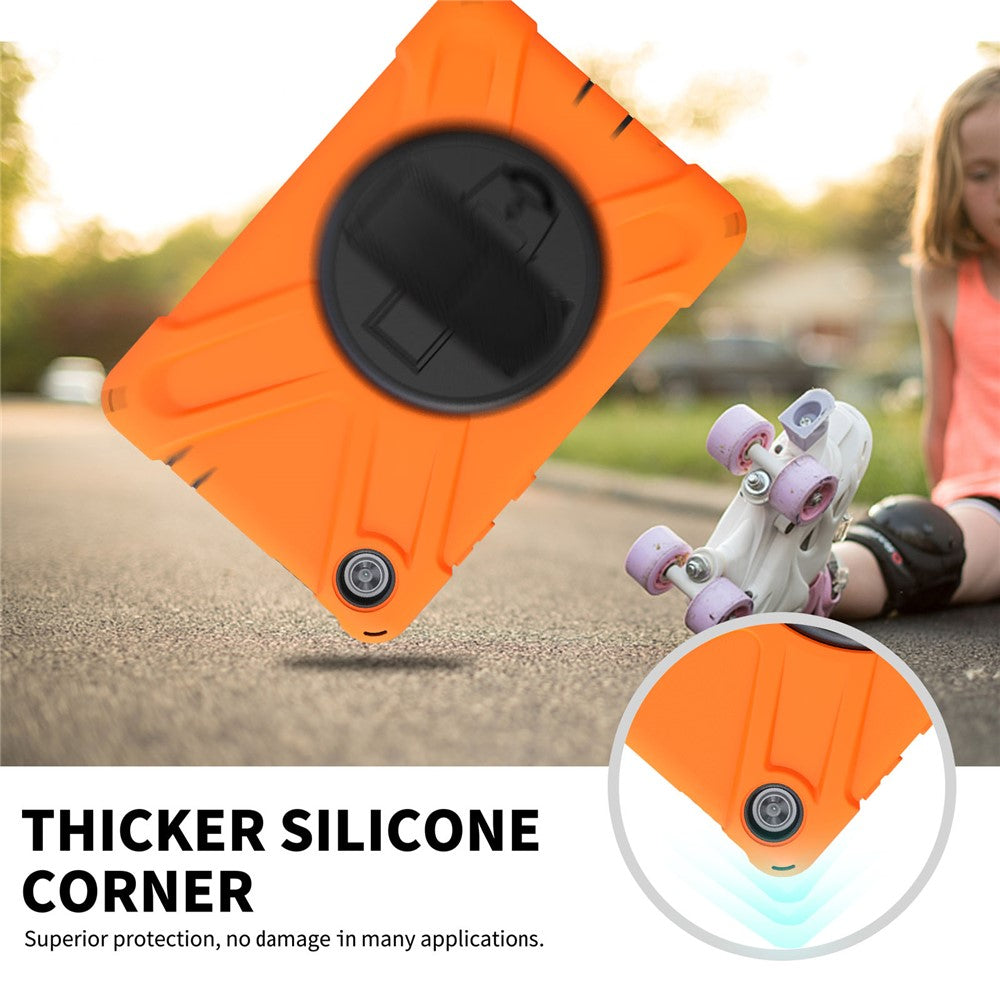 360° Swivel PC + Silicone Kickstand Tablet Case with Pen Slot Hand Band for Lenovo Tab M8 8" TB-8505F/8505X 2019 - Orange