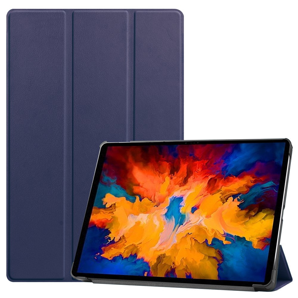 Stable Tri-fold Stand Leather Stand Tablet Case for Lenovo Tab P11 Pro TB-J706F - Dark Blue