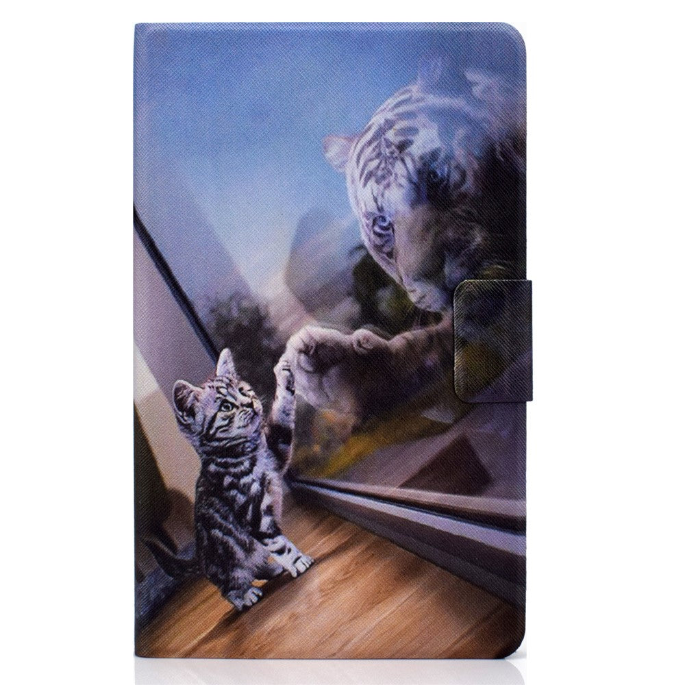 TPU + PU Leather Pattern Printing Card Holder Tablet Case for Lenovo Tab M10 HD Gen 2 X306X - Cat and Tiger