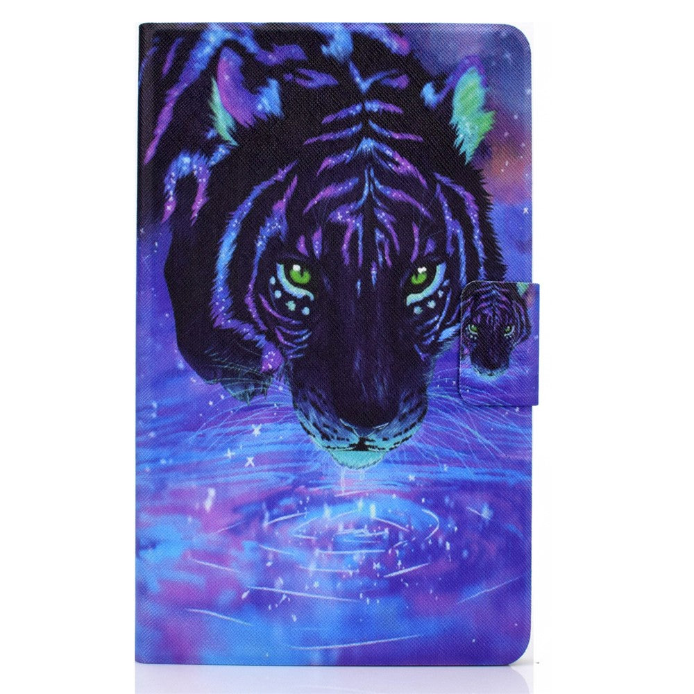 TPU + PU Leather Pattern Printing Card Holder Tablet Case for Lenovo Tab M10 HD Gen 2 X306X - Tiger