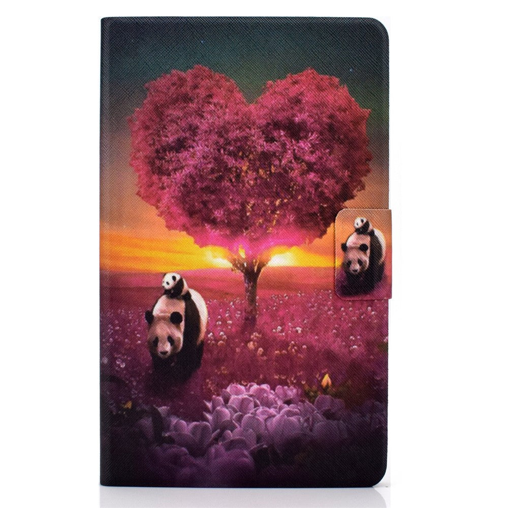 TPU + PU Leather Pattern Printing Card Holder Tablet Case for Lenovo Tab M10 HD Gen 2 X306X - Pandas and Tree