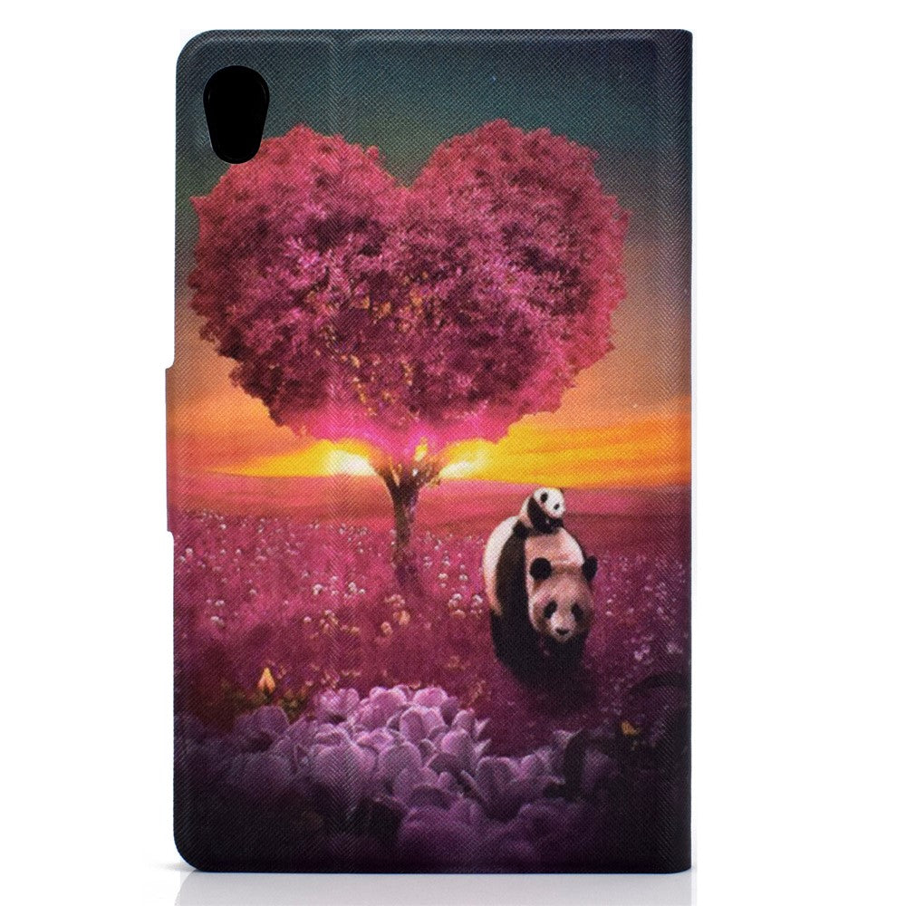 TPU + PU Leather Pattern Printing Card Holder Tablet Case for Lenovo Tab M10 HD Gen 2 X306X - Pandas and Tree
