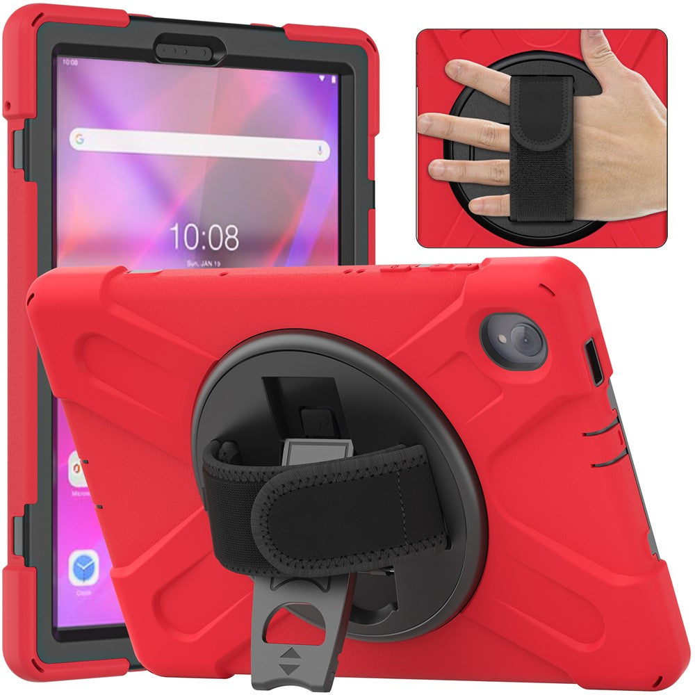 360° Swivel Kickstand PC + Silicone Case for Lenovo Tab M10 Plus (2020) / K10 (2021) TB-X606F / 606X / X6C6F / X6C6X / X6C6NBF - Red