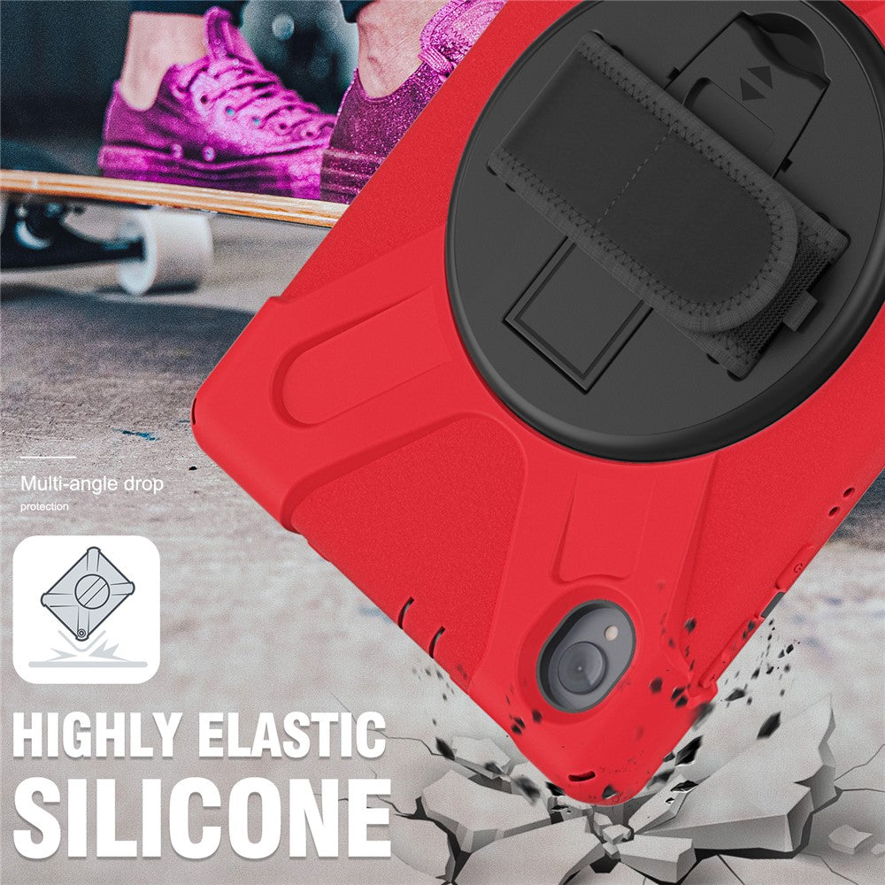 360° Swivel Kickstand PC + Silicone Case for Lenovo Tab M10 Plus (2020) / K10 (2021) TB-X606F / 606X / X6C6F / X6C6X / X6C6NBF - Red
