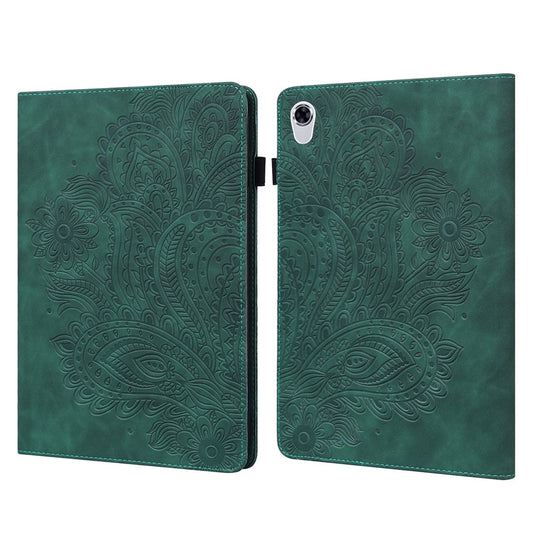 Imprinted Flower Pattern Leather Wallet Stand Tablet Protective Shell for Lenovo Tab M10 HD Gen 2 - Green