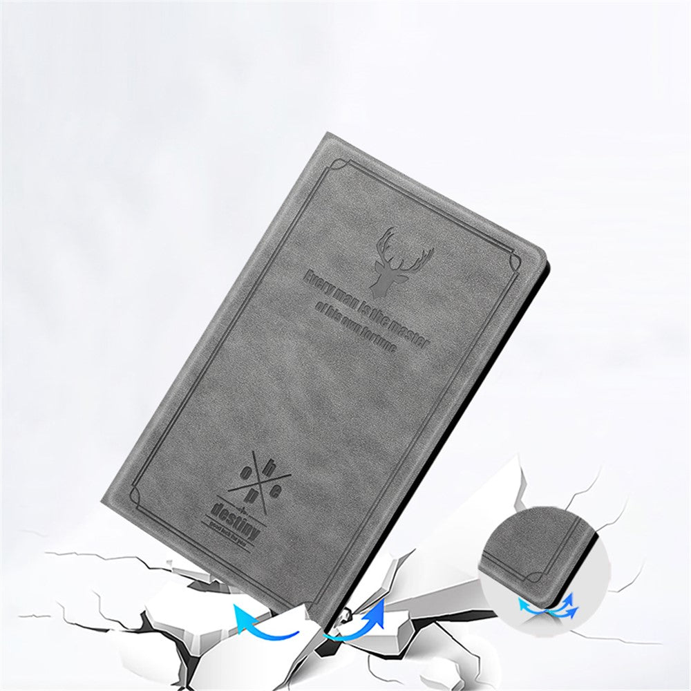 Imprint Deer and Quote Pattern Leather + Plastic Tablet Shell for Lenovo Tab M10 Plus - Grey