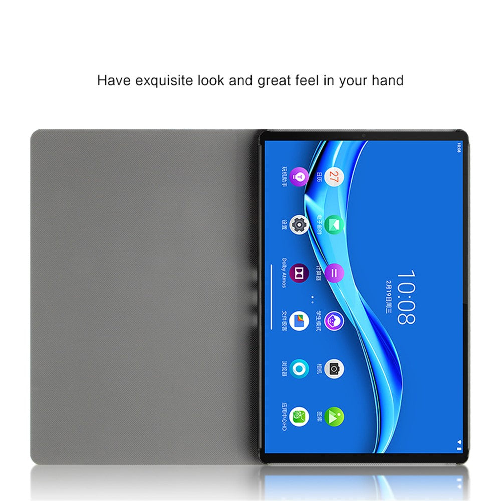 Imprint Deer and Quote Pattern Leather + Plastic Tablet Shell for Lenovo Tab M10 Plus - Grey