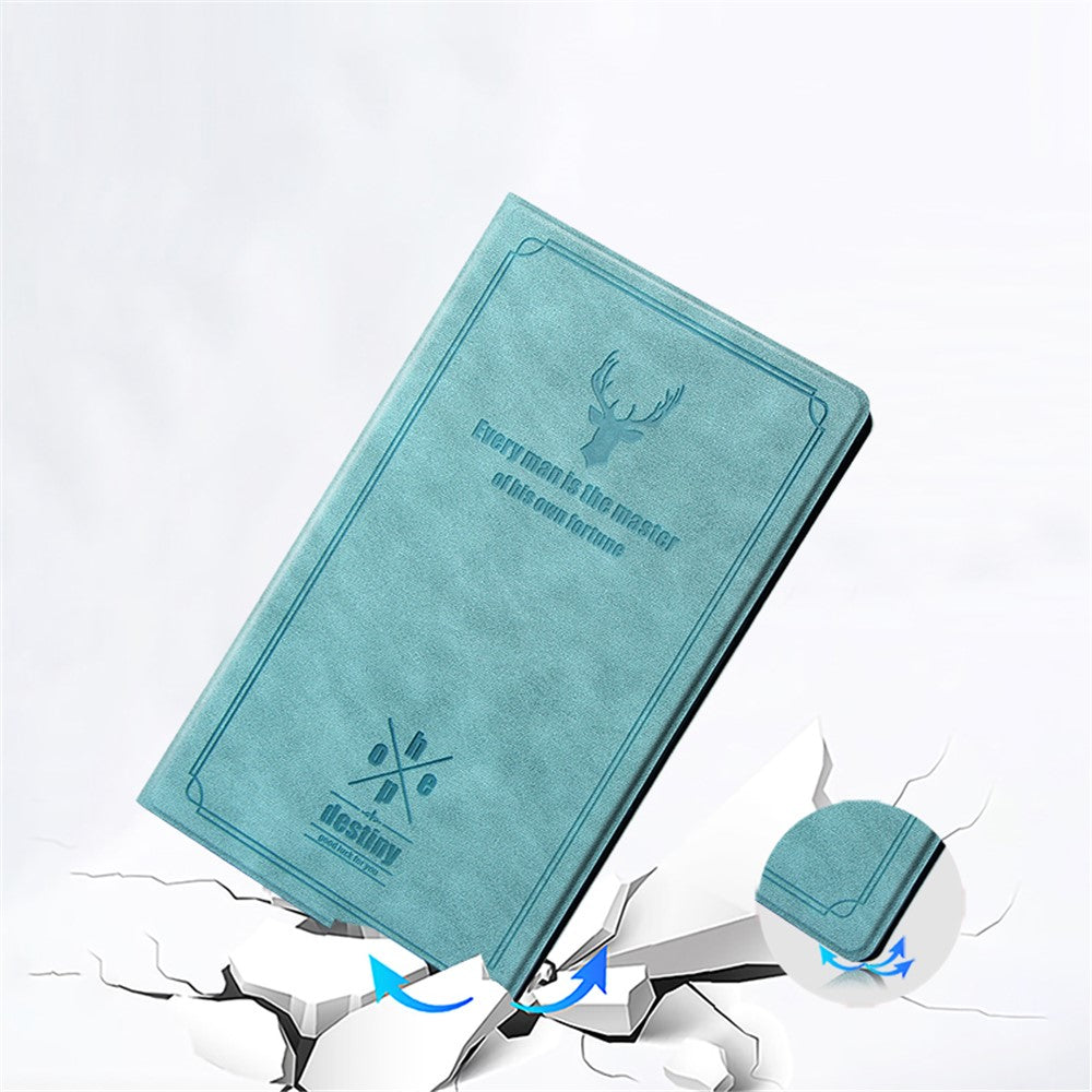 Imprint Deer and Quote Pattern Leather + Plastic Tablet Shell for Lenovo Tab M10 Plus - Blue