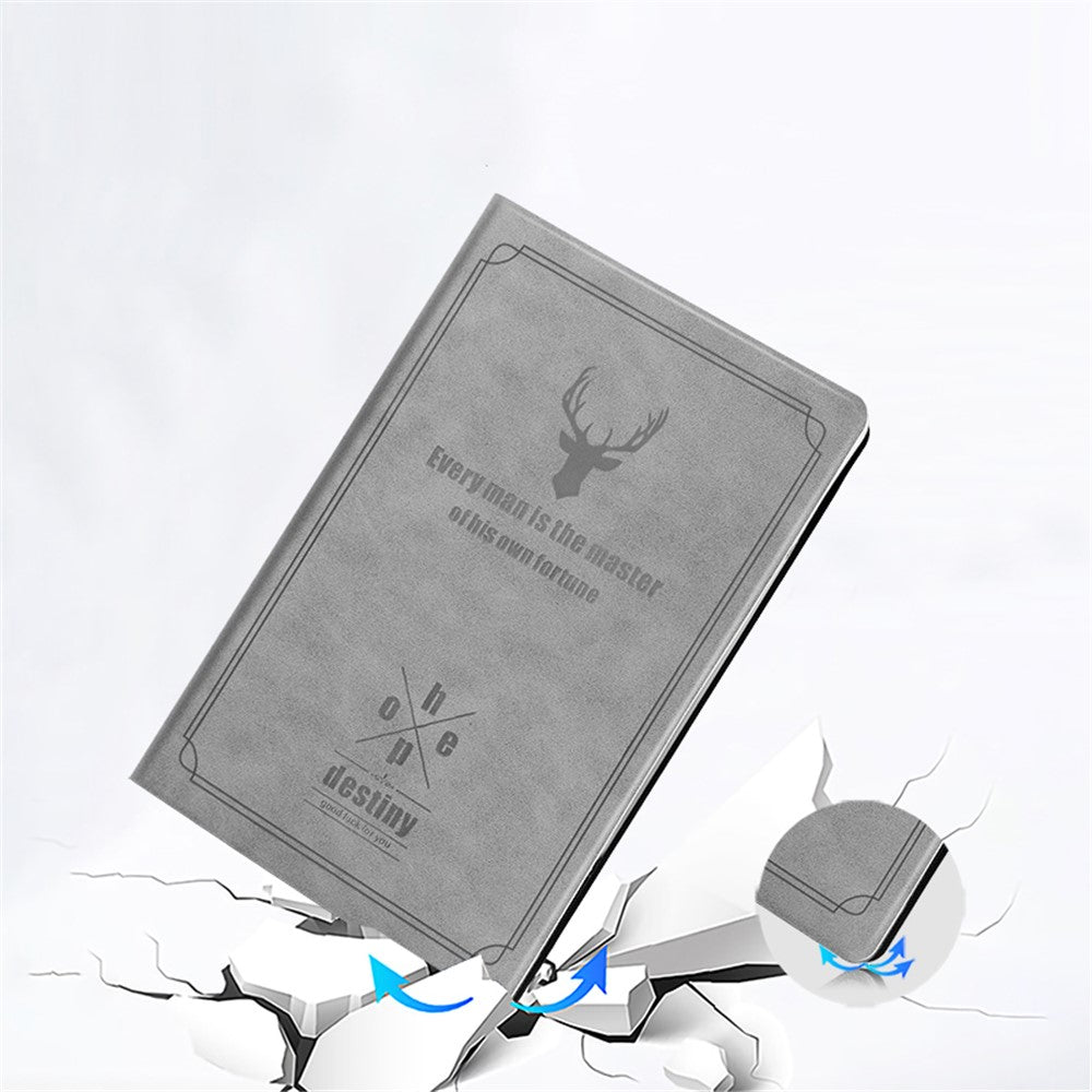 Imprint Deer and Quote Pattern Leather + TPU Tablet Shell for Lenovo M10 FHD REL - Grey