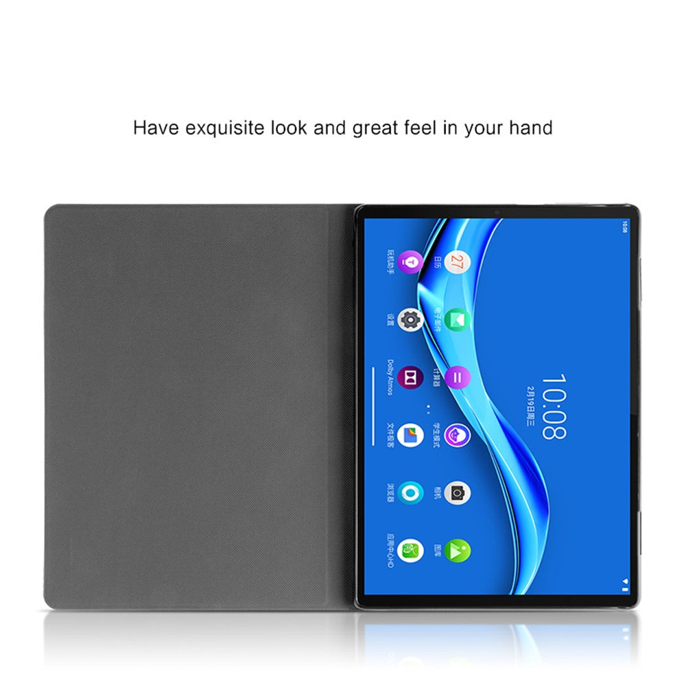 Imprint Deer and Quote Pattern Leather + TPU Tablet Shell for Lenovo M10 FHD REL - Grey