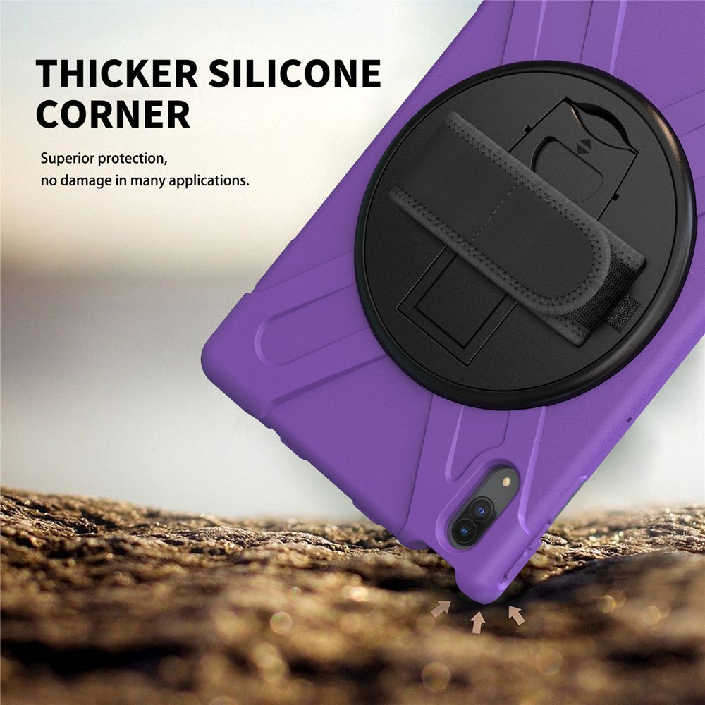 360° Rotary Kickstand Design PC + Silicone Tablet Case Shell for Lenovo Tab P11 Pro TB-J706F - Purple
