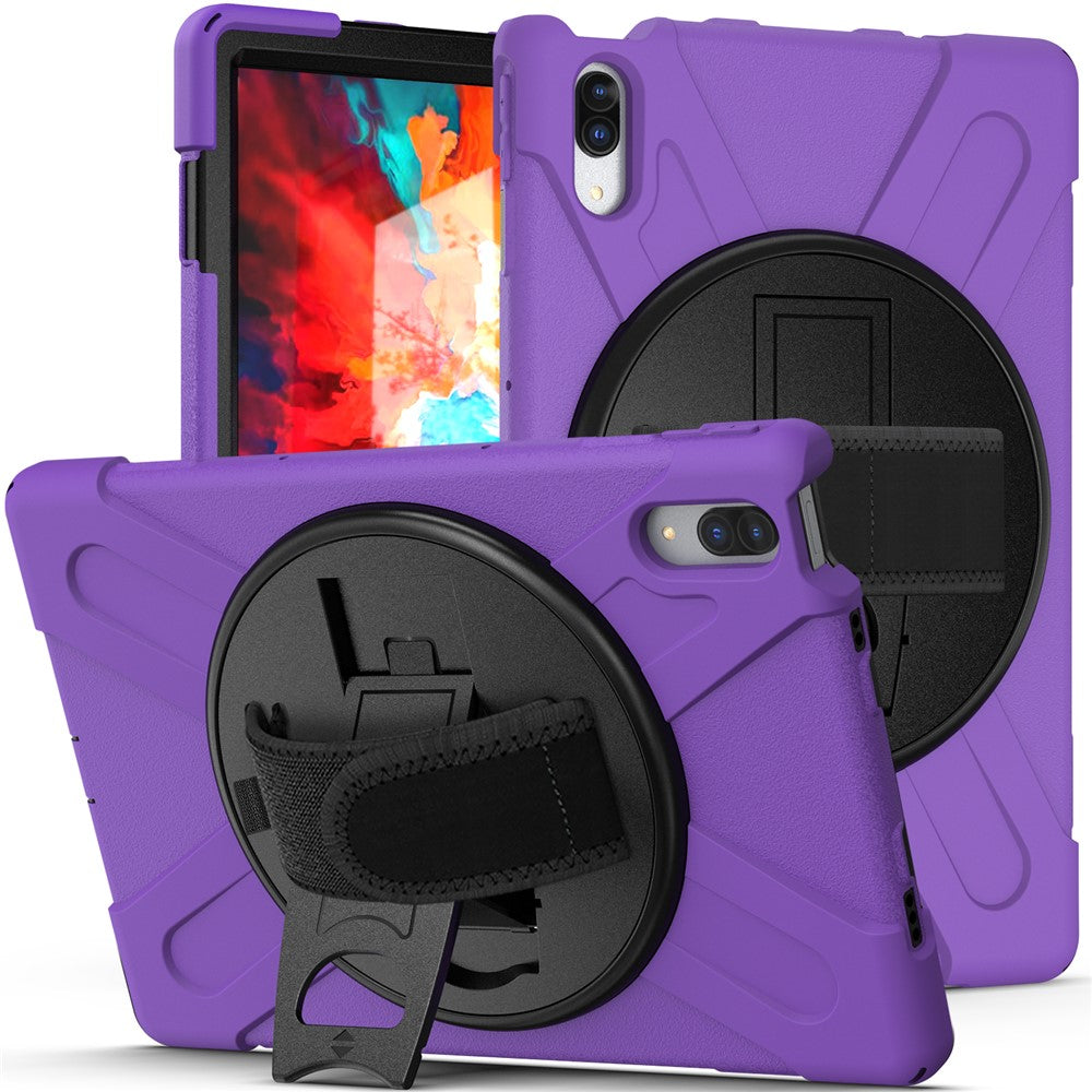 360° Rotary Kickstand Design PC + Silicone Tablet Case Shell for Lenovo Tab P11 Pro TB-J706F - Purple