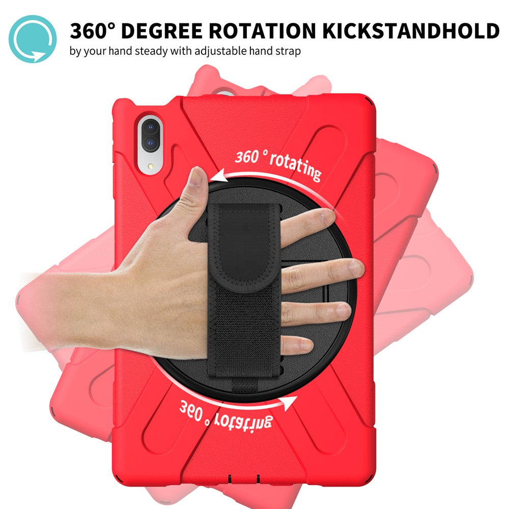 360° Rotary Kickstand Design PC + Silicone Tablet Case Shell for Lenovo Tab P11 Pro TB-J706F - Red