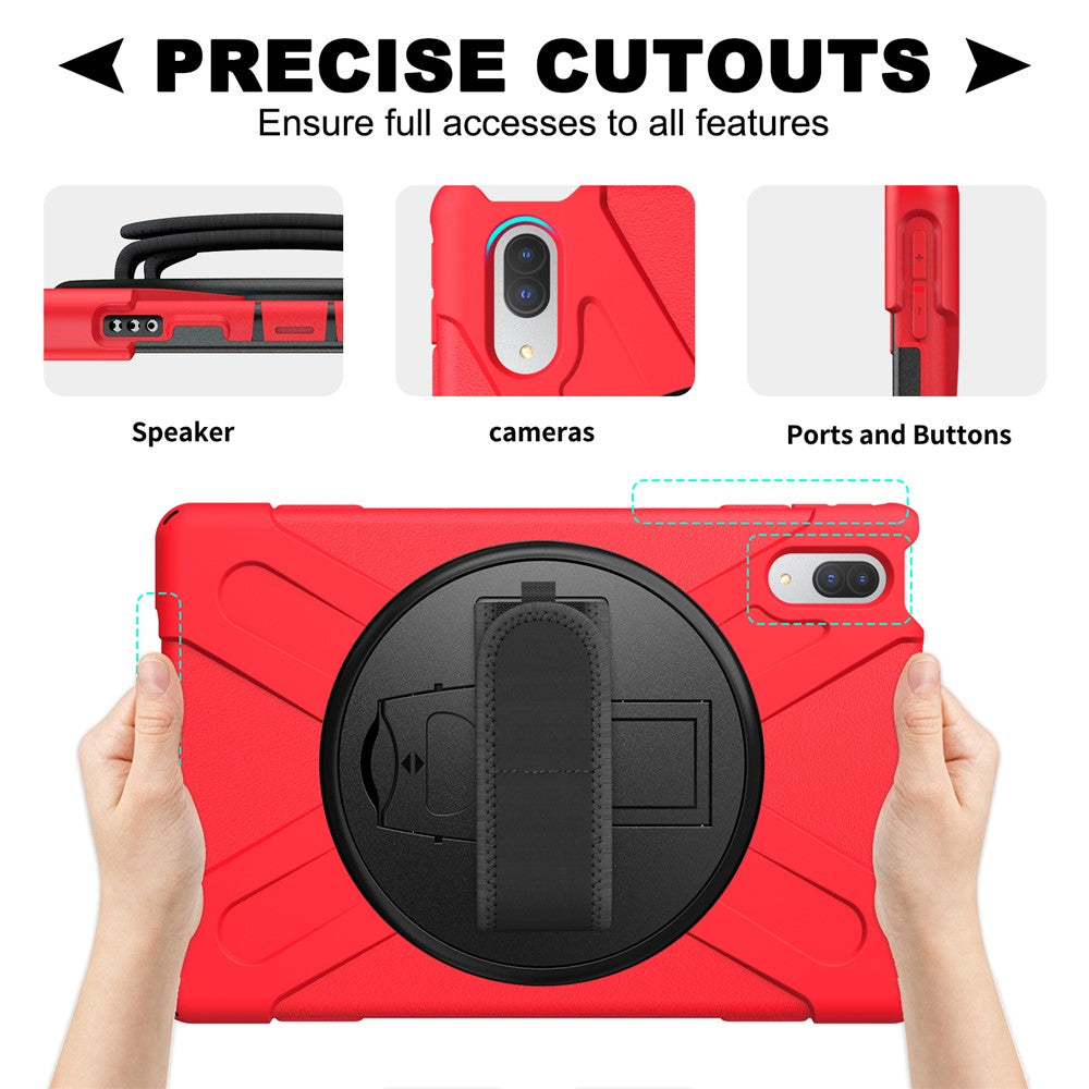 360° Rotary Kickstand Design PC + Silicone Tablet Case Shell for Lenovo Tab P11 Pro TB-J706F - Red