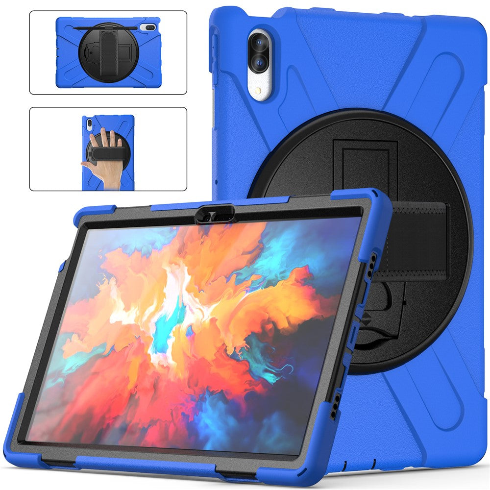 360° Rotary Kickstand Design PC + Silicone Tablet Case Shell for Lenovo Tab P11 Pro TB-J706F - Blue