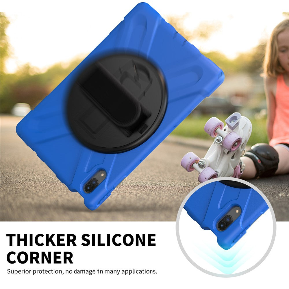 360° Rotary Kickstand Design PC + Silicone Tablet Case Shell for Lenovo Tab P11 Pro TB-J706F - Blue