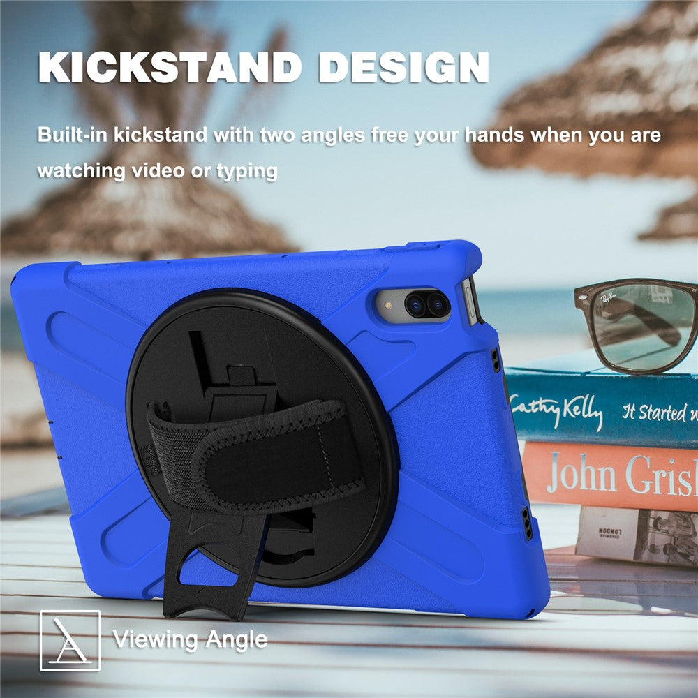 360° Rotary Kickstand Design PC + Silicone Tablet Case Shell for Lenovo Tab P11 Pro TB-J706F - Blue