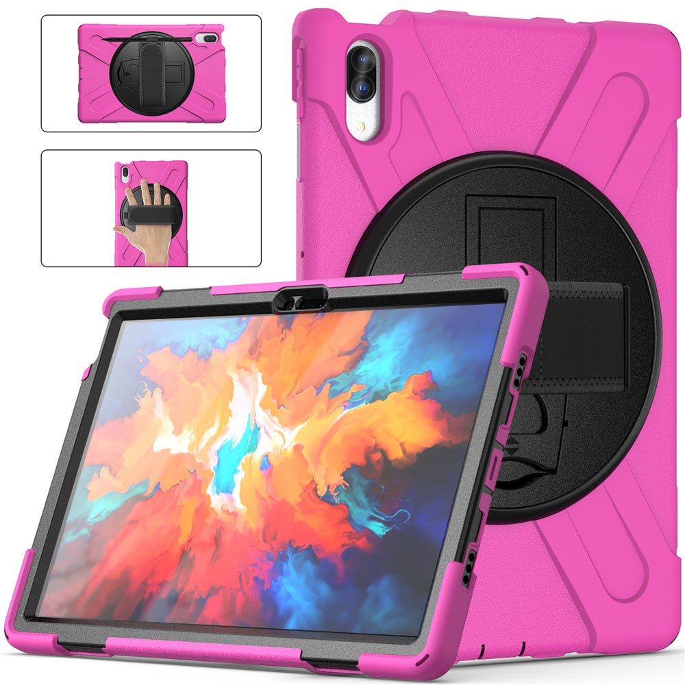 360° Rotary Kickstand Design PC + Silicone Tablet Case Shell for Lenovo Tab P11 Pro TB-J706F - Rose