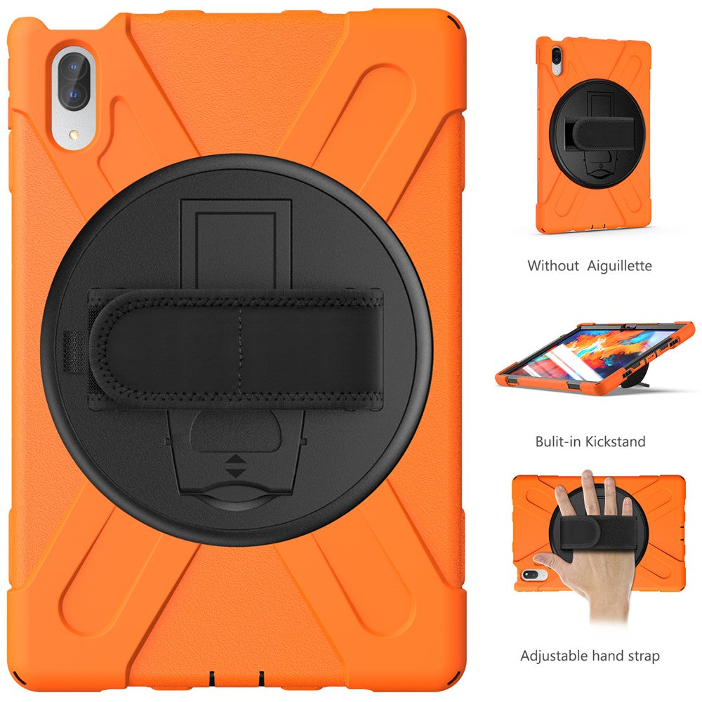 360° Rotary Kickstand Design PC + Silicone Tablet Case Shell for Lenovo Tab P11 Pro TB-J706F - Orange