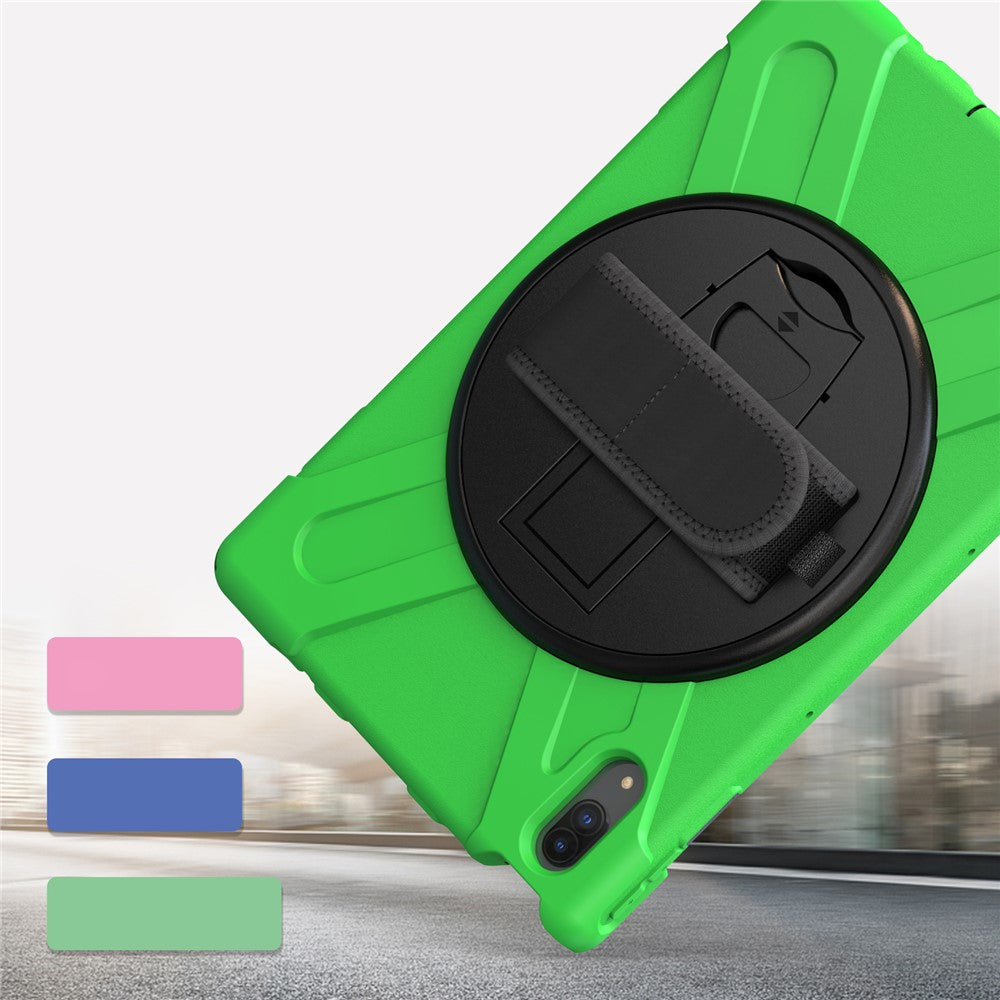 360 Degree Swivel Kickstand Design PC + Silicone Hybrid Protective Tablet Case + Shoulder Strap for Lenovo Tab P11 Pro TB-J706F - Green