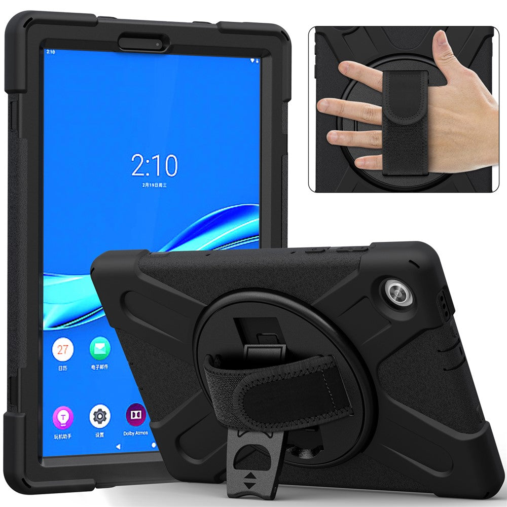 360° Swivel Kickstand PC + Silicone Tablet Case Shell for Lenovo M10 X306X - Black
