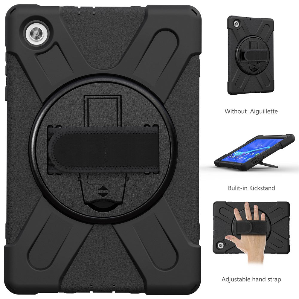 360° Swivel Kickstand PC + Silicone Tablet Case Shell for Lenovo M10 X306X - Black