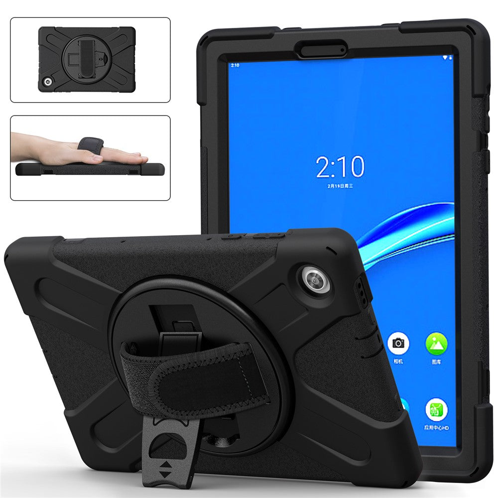 360° Swivel Kickstand PC + Silicone Tablet Case Shell for Lenovo M10 X306X - Black