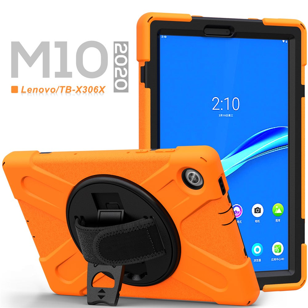 360° Swivel Kickstand PC + Silicone Tablet Case Shell for Lenovo M10 X306X - Orange