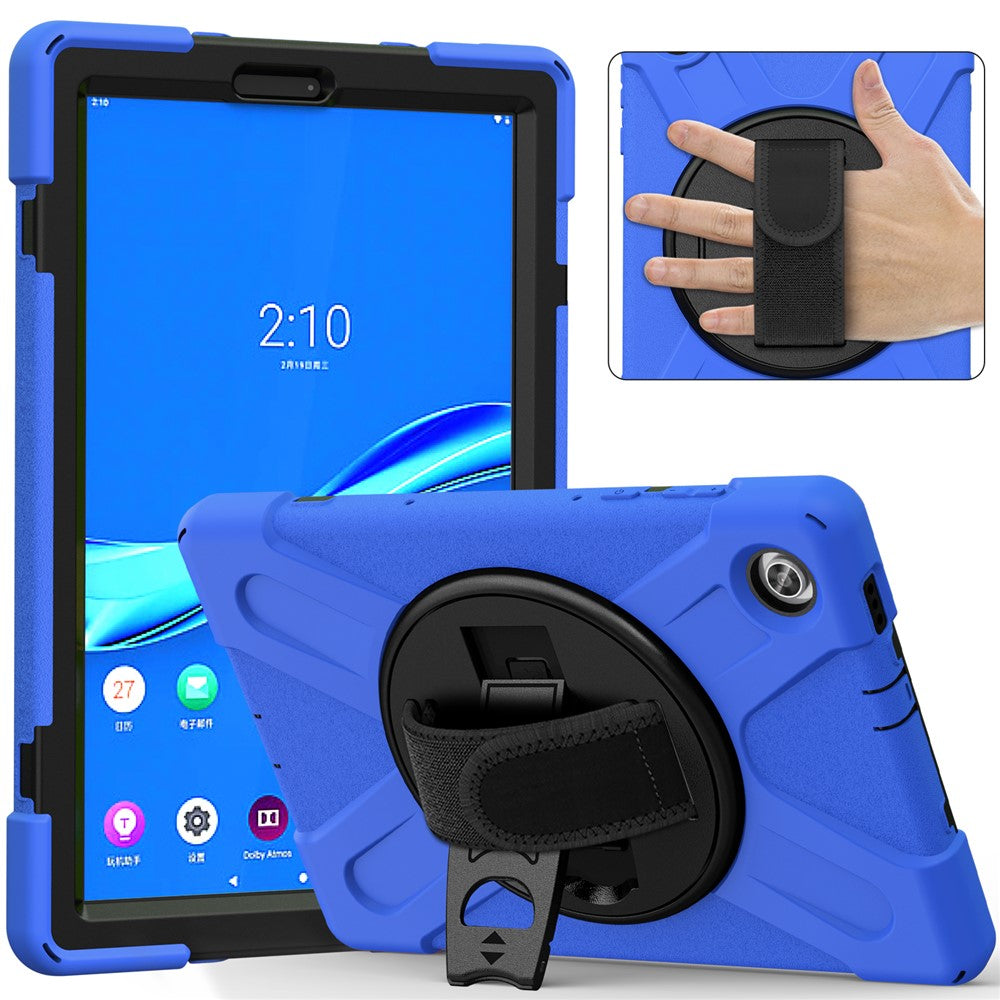 360° Swivel Kickstand PC + Silicone Tablet Case Shell for Lenovo M10 X306X - Blue
