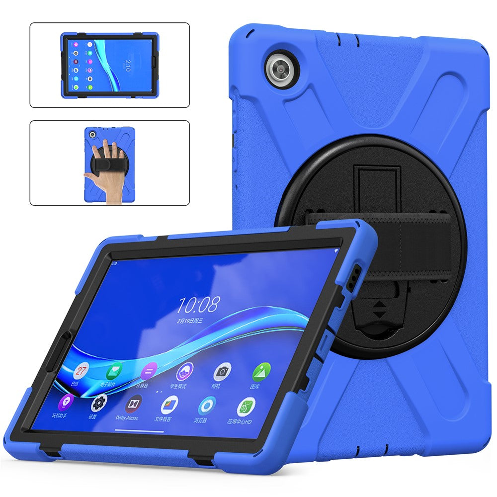 360° Swivel Kickstand PC + Silicone Tablet Case Shell for Lenovo M10 X306X - Blue