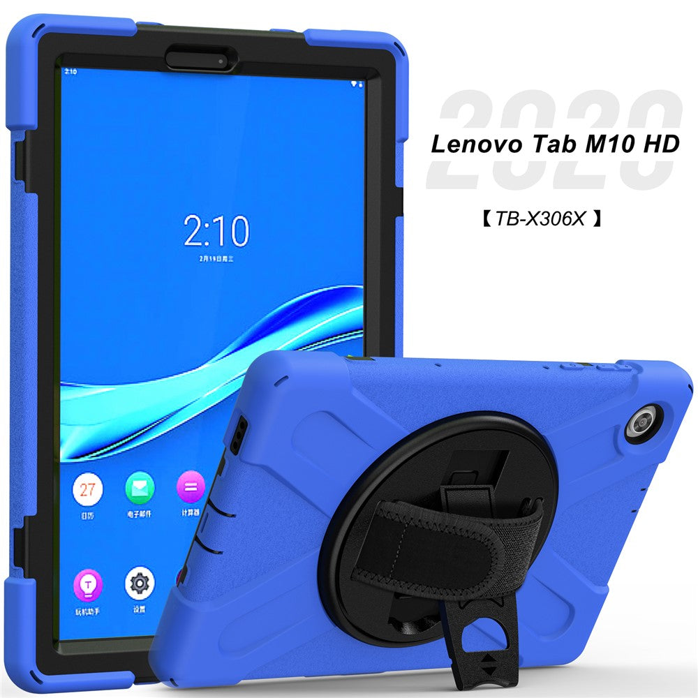 360° Swivel Kickstand PC + Silicone Tablet Case Shell for Lenovo M10 X306X - Blue