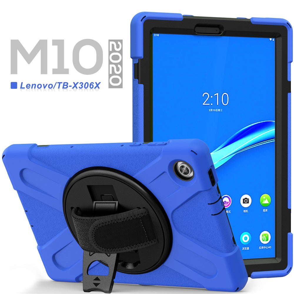 360° Swivel Kickstand PC + Silicone Tablet Case Shell for Lenovo M10 X306X - Blue